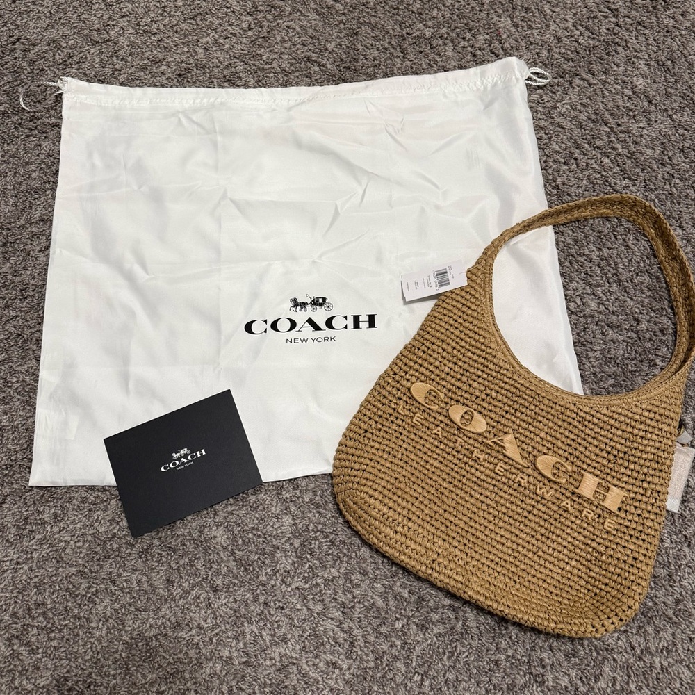 Coach Brooklyn 28 Natural Straw Hobo Shoulder Bag *BRAND NEW*